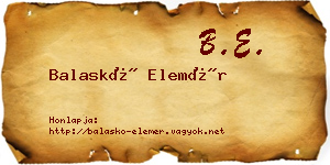 Balaskó Elemér névjegykártya