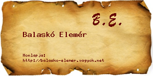 Balaskó Elemér névjegykártya